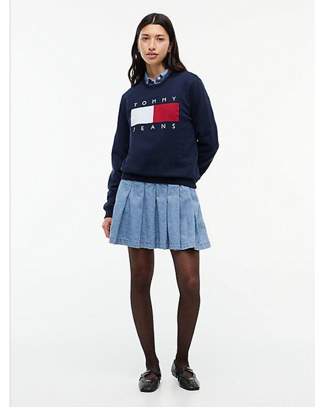Tommy Hilfiger Blue Tommy Flag Badge Crew Neck Sweatshirt
