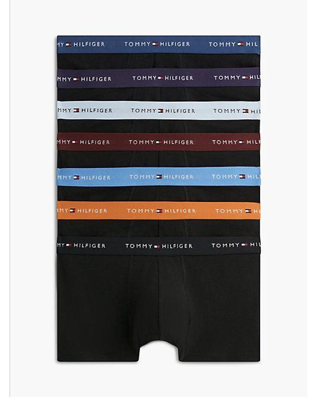 Tommy Hilfiger Black 7 Pack Signature Logo Waistband Trunks for men
