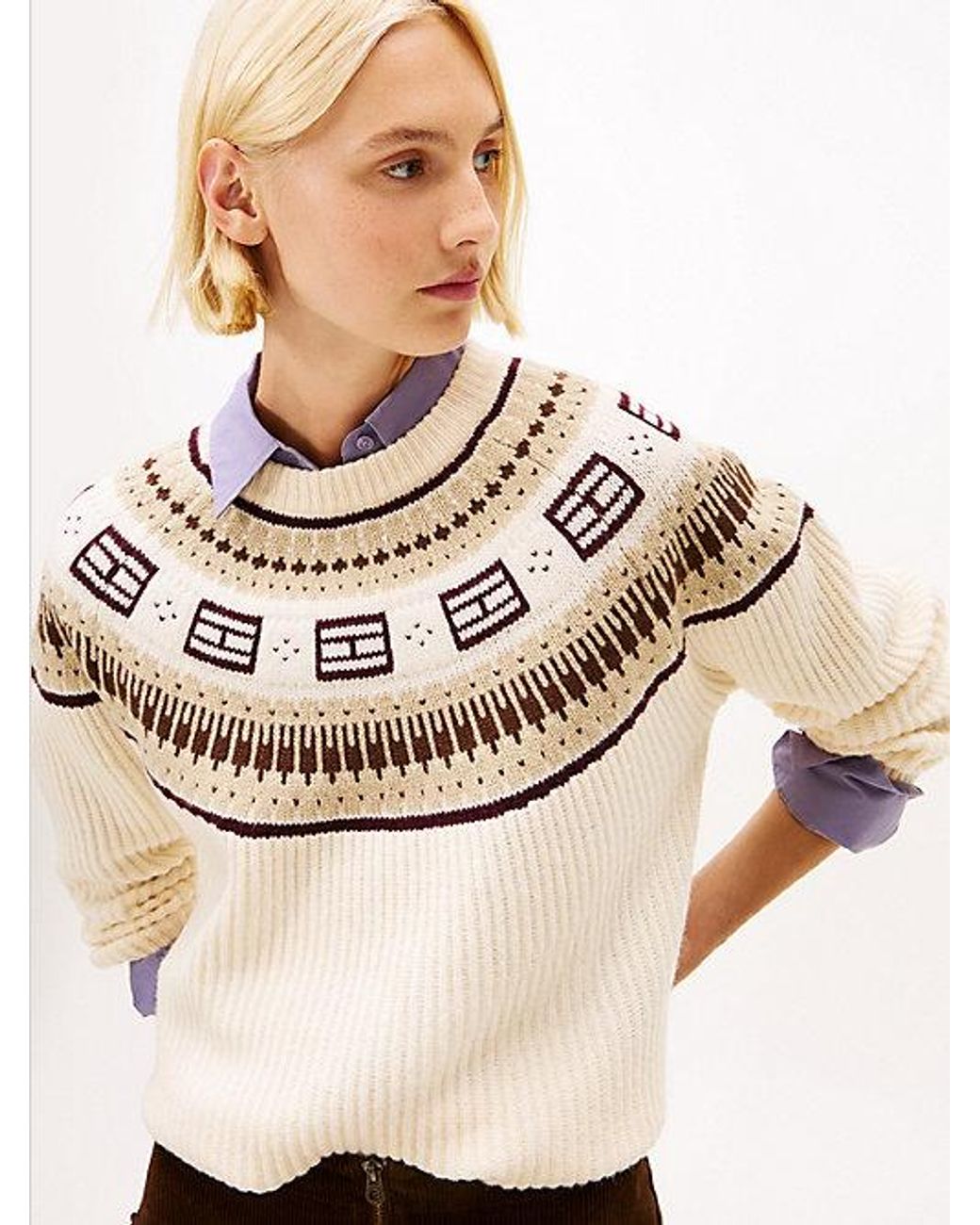 Tommy Hilfiger Natural Fair Isle Relaxed Soft Wool Jumper