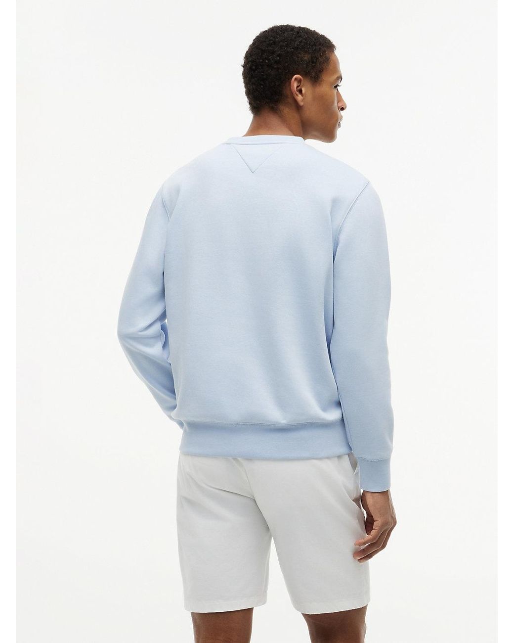 Tommy Hilfiger Blue Logo Fleece Crew Neck Sweatshirt for men