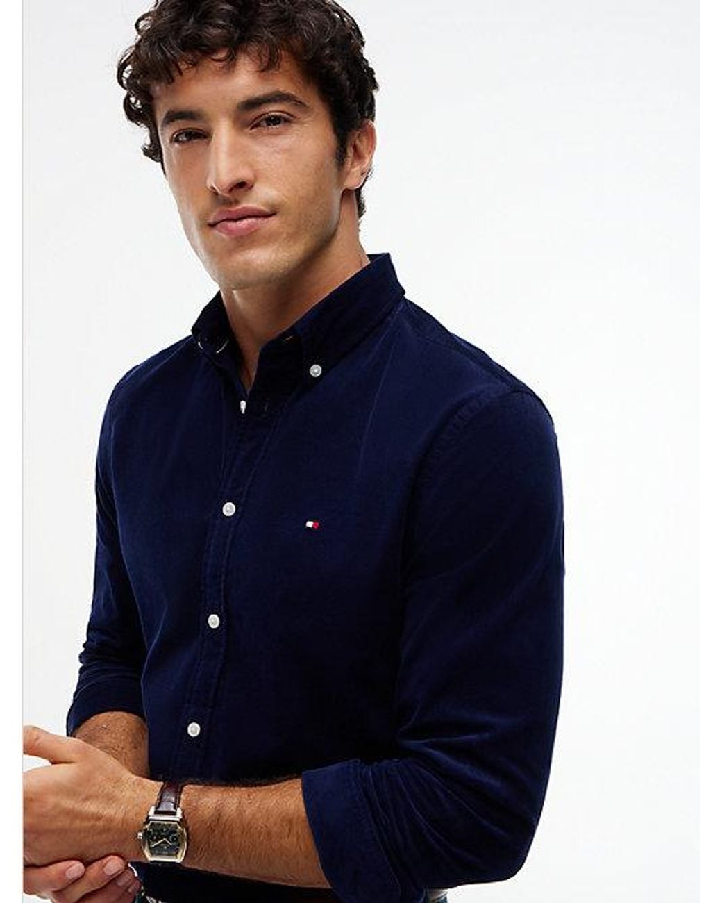 Tommy Hilfiger Blue Regular Fit Fine Corduroy Shirt for men