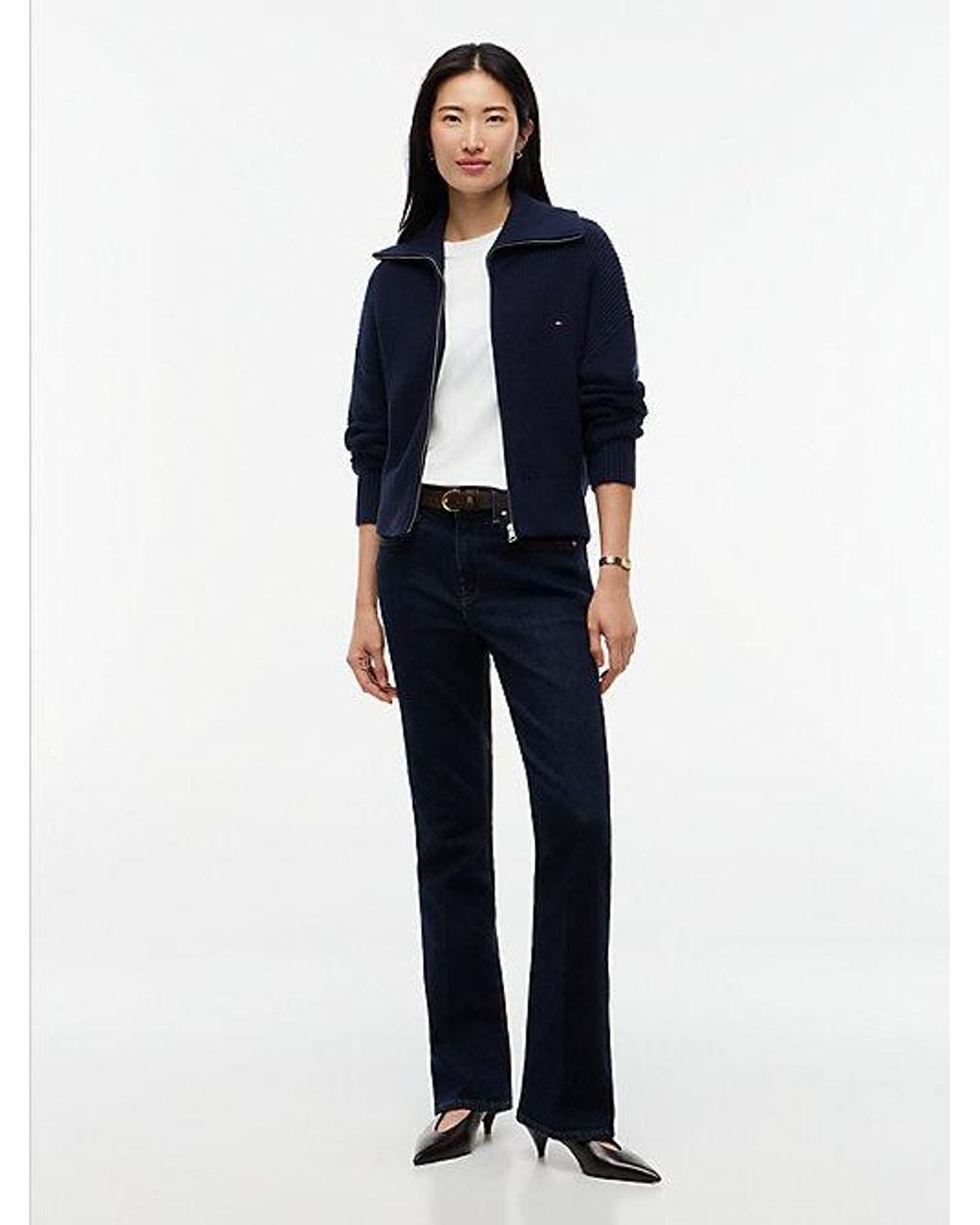 Tommy Hilfiger Blue Cardigan Stitch Zip Thru Jumper