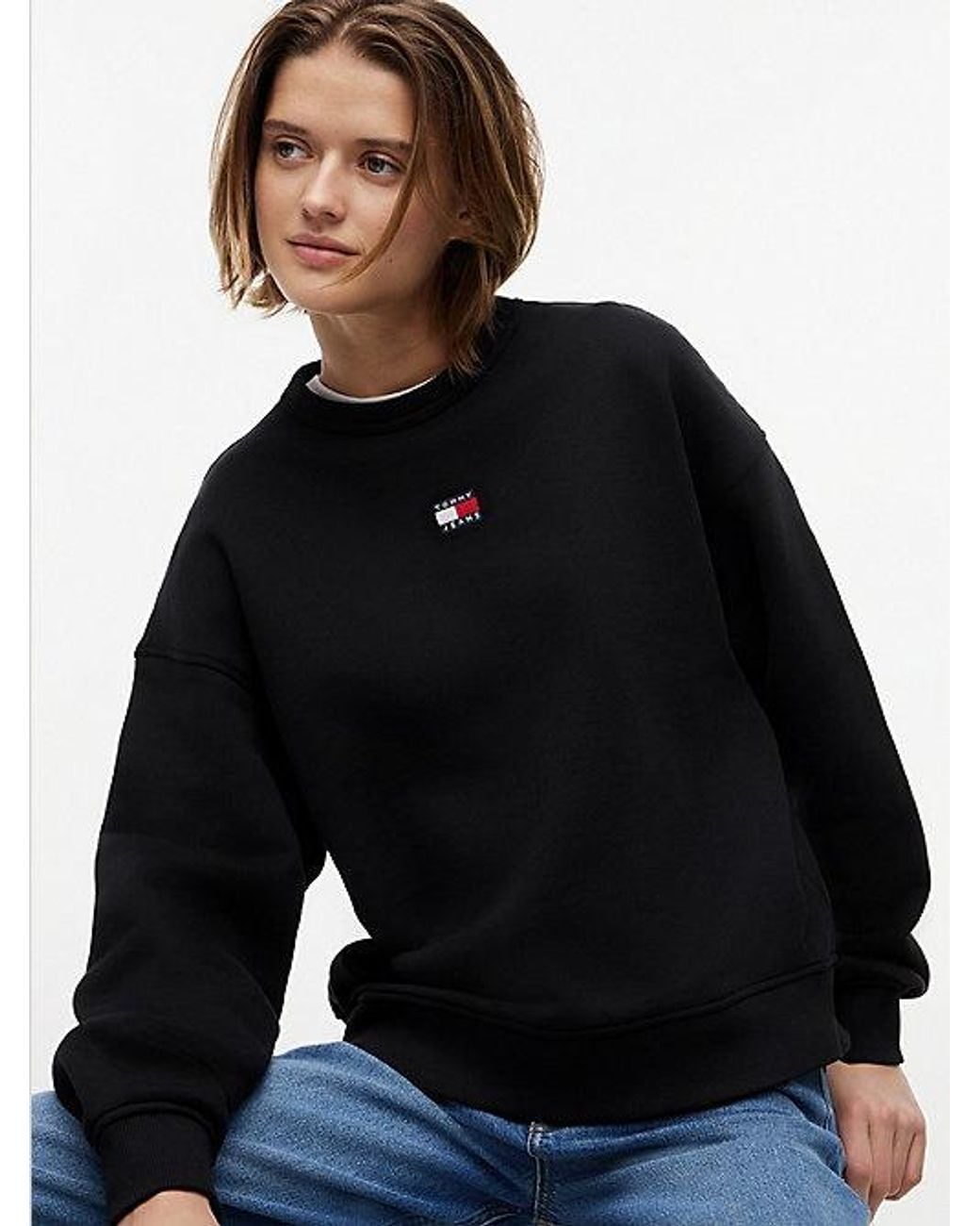 Tommy Hilfiger Black Tommy Jeans Tommy Badge Boxy Fleece Sweatshirt