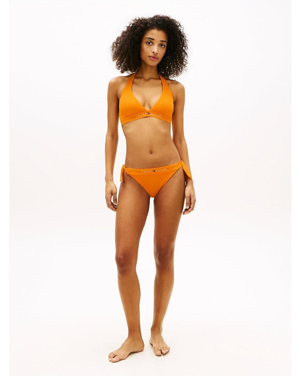 Tommy Hilfiger Orange Original Logo Side Tie Bikini Bottoms