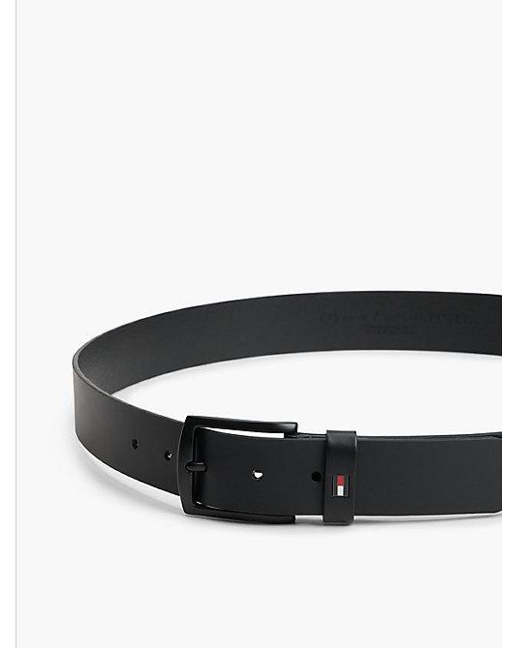 Tommy Hilfiger Black Denton Matte Leather Belt for men