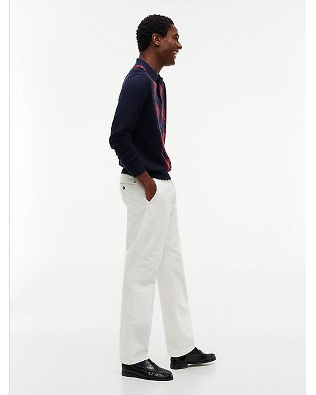 Tommy Hilfiger White Dover Regular Straight Elasticated Corduroy Chinos for men