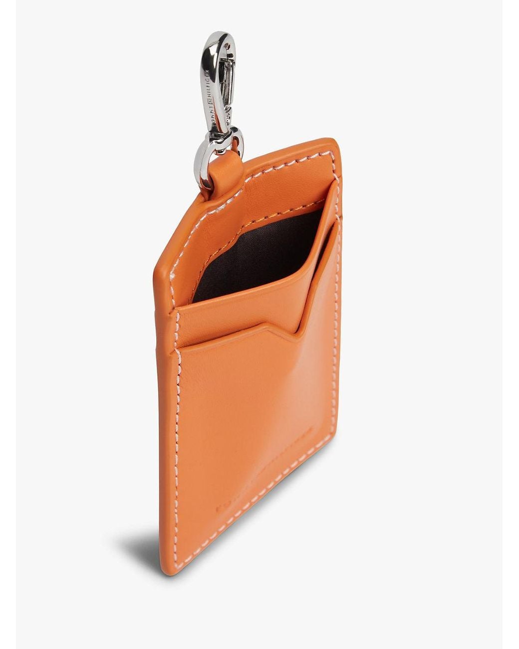 Tommy Hilfiger Orange Leather Clip-On Card Holder for men
