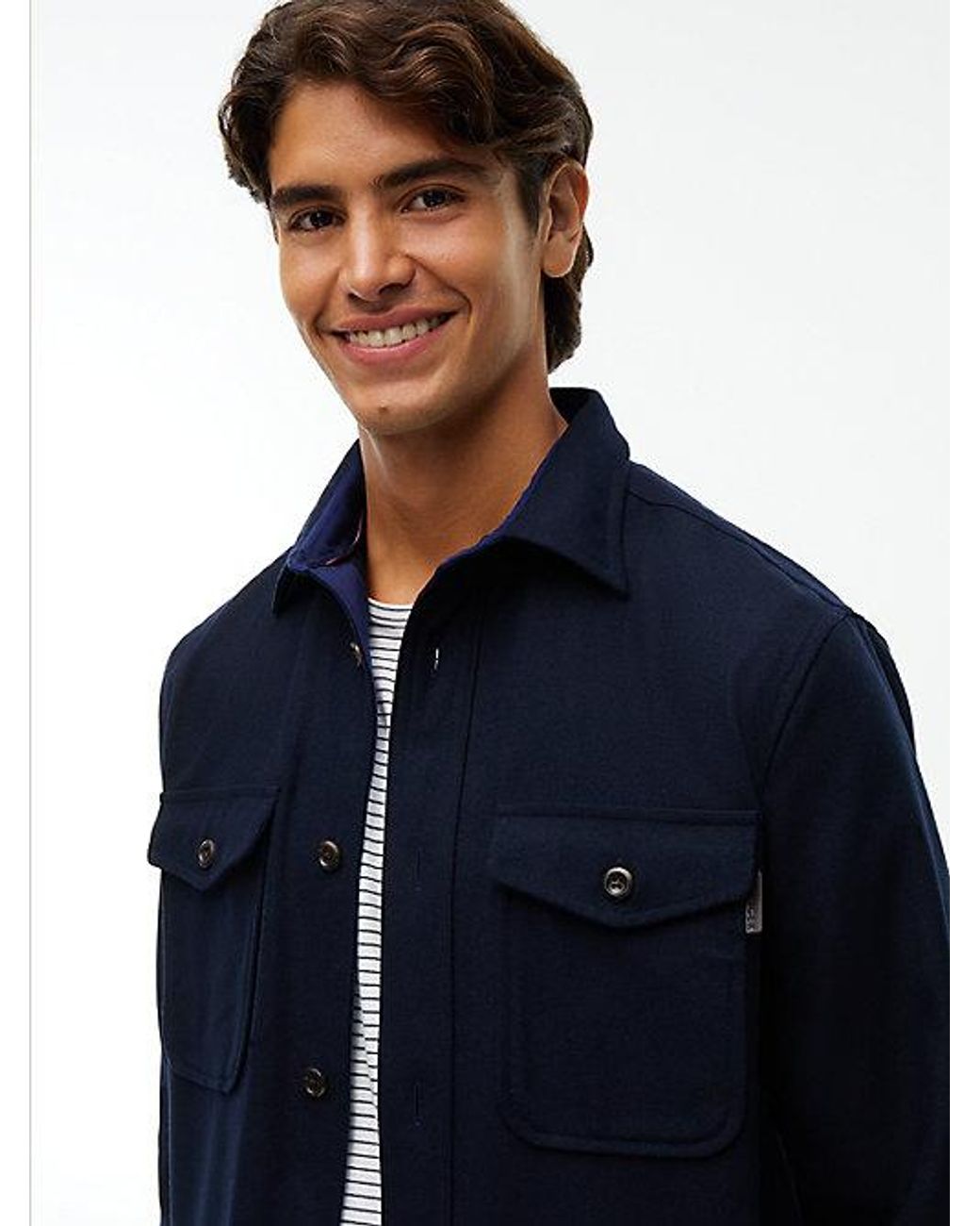 Tommy Hilfiger Blue Relaxed Fit Wool Blend Shirt for men