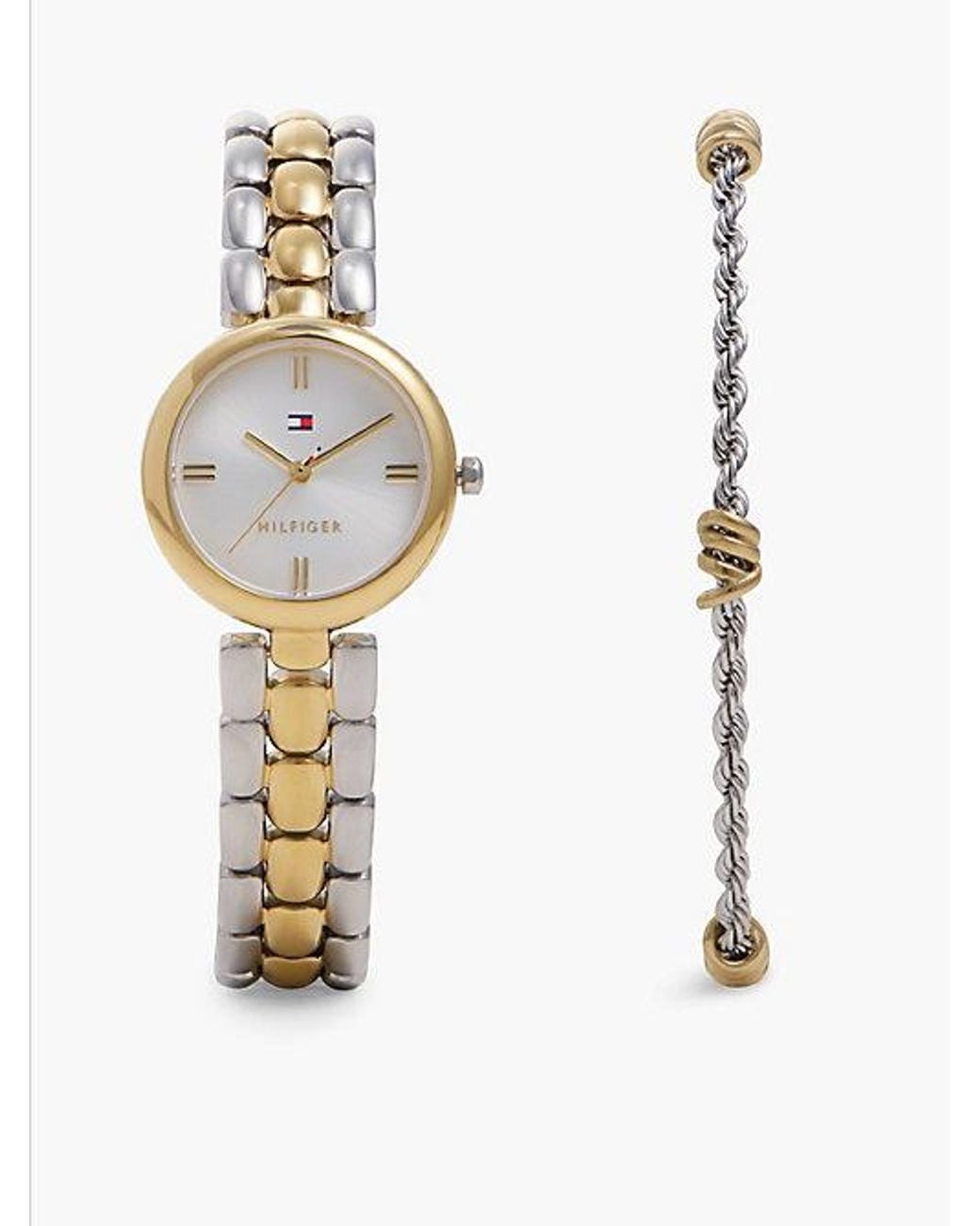 Tommy Hilfiger Blue Two Tone Stainless Steel Watch And Bracelet Gift Set