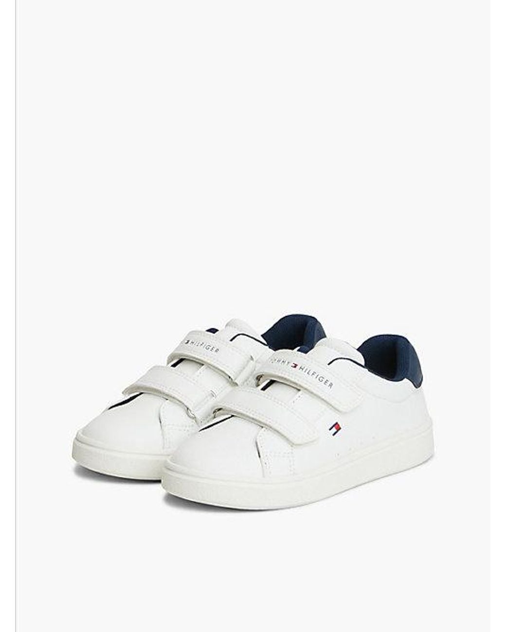 Tommy Hilfiger White Logo Hook And Loop Trainers