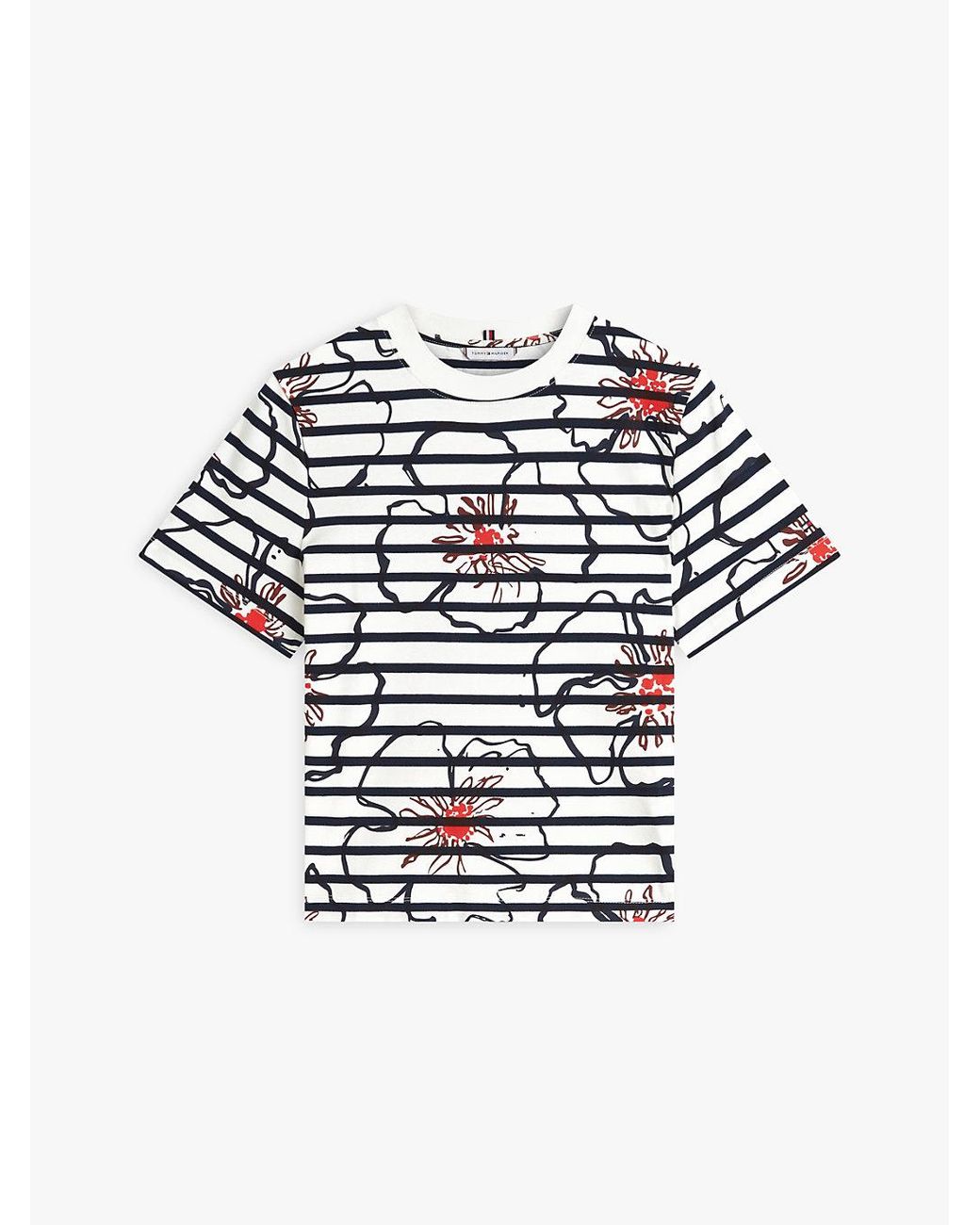 Tommy Hilfiger Blue Floral Graphic Interlock Knit T-Shirt