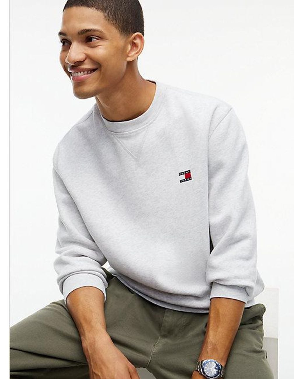 Tommy Hilfiger White Badge Fleece Crew Neck Sweatshirt for men
