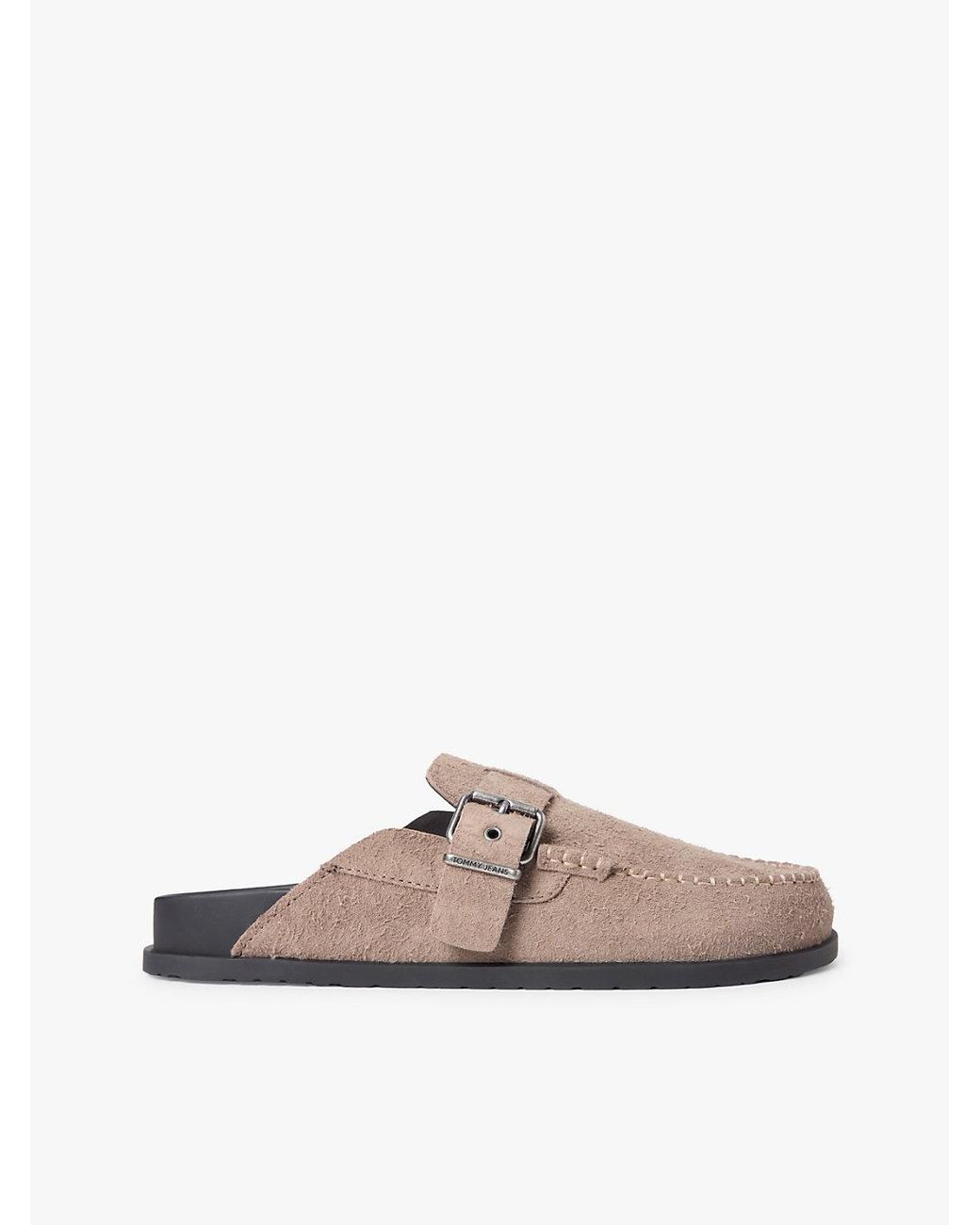Tommy Hilfiger White Textured Washed Suede Loafer Mules for men