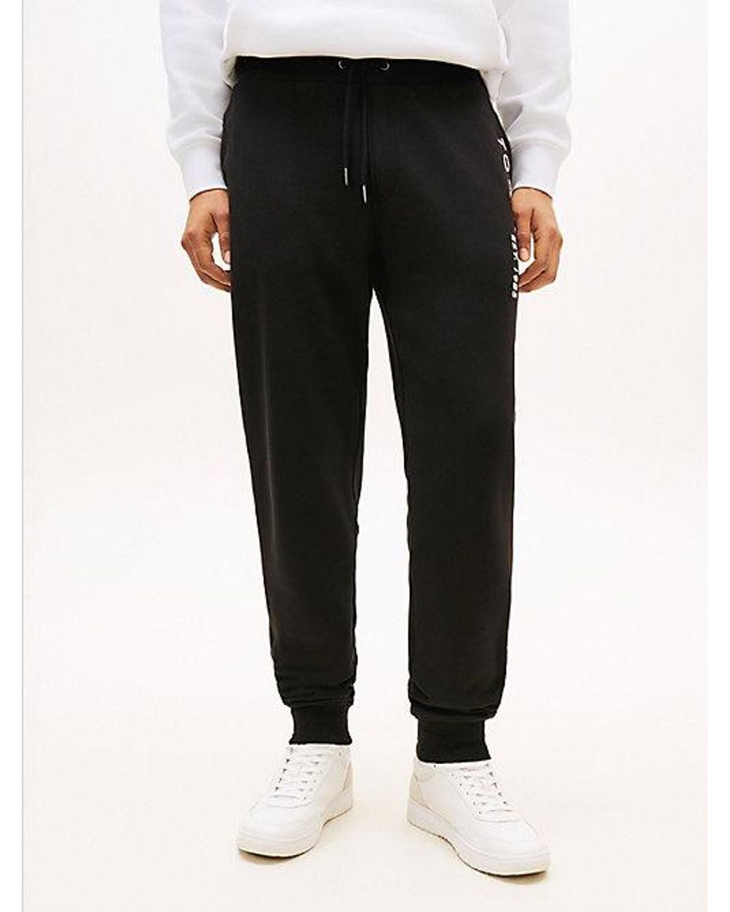 Tommy Hilfiger White Logo Terry Cuffed Leg Joggers for men