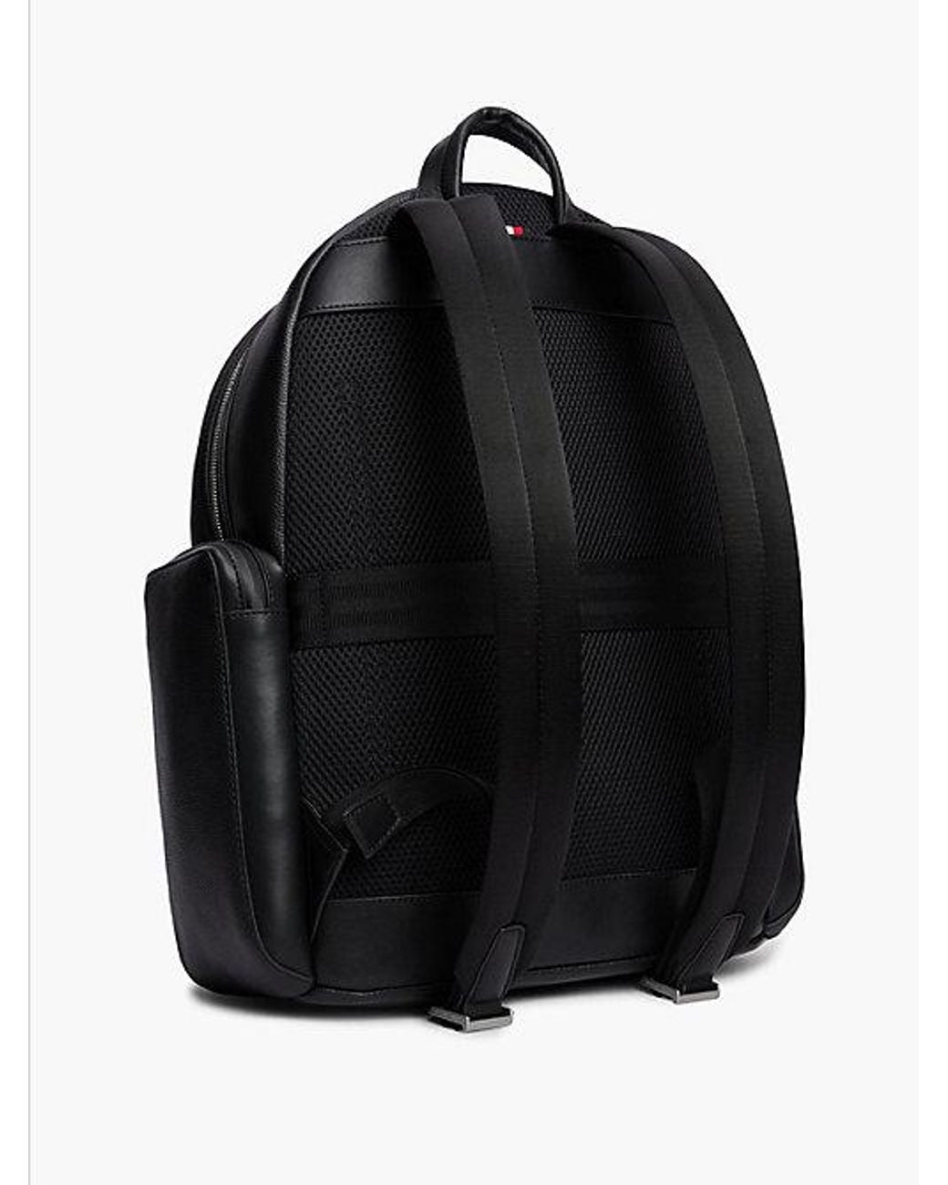 Tommy Hilfiger Black Th Business Leather Dome Backpack for men