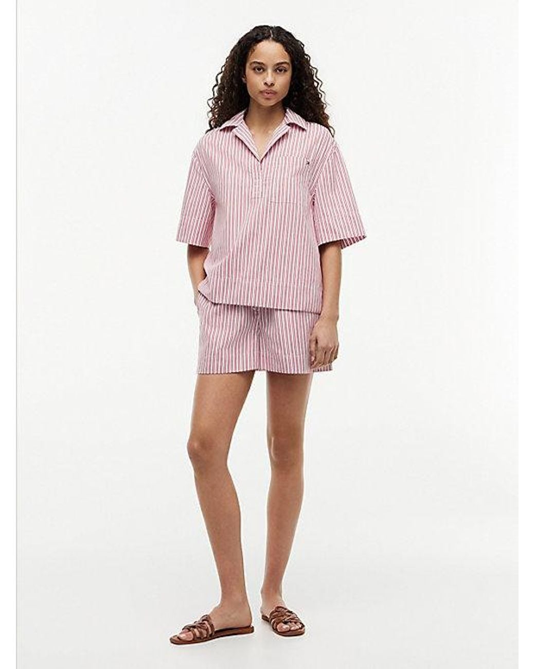 Tommy Hilfiger Pink Relaxed Fit Poplin Short Sleeve Shirt