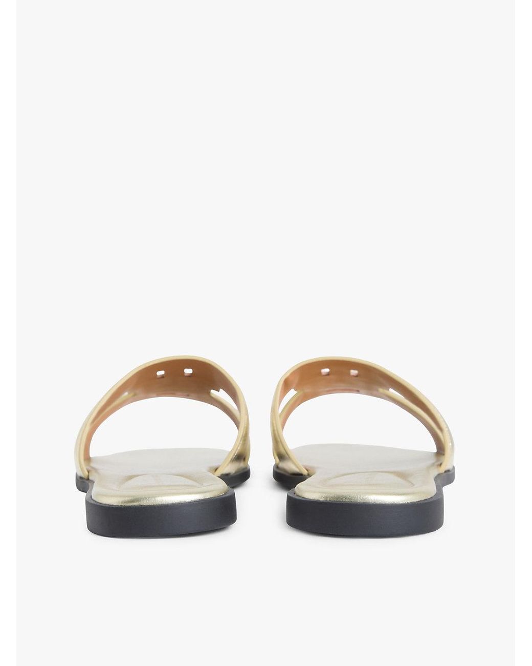 Tommy Hilfiger White Metallic Leather Slip-On Mules
