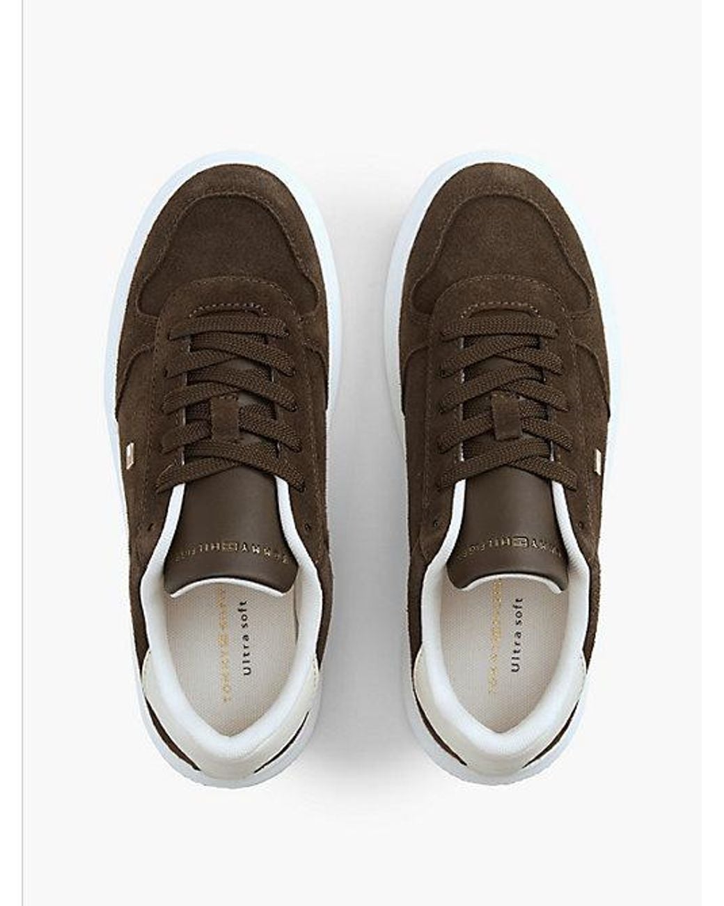 Tommy Hilfiger Brown Lightweight Suede Court Trainers