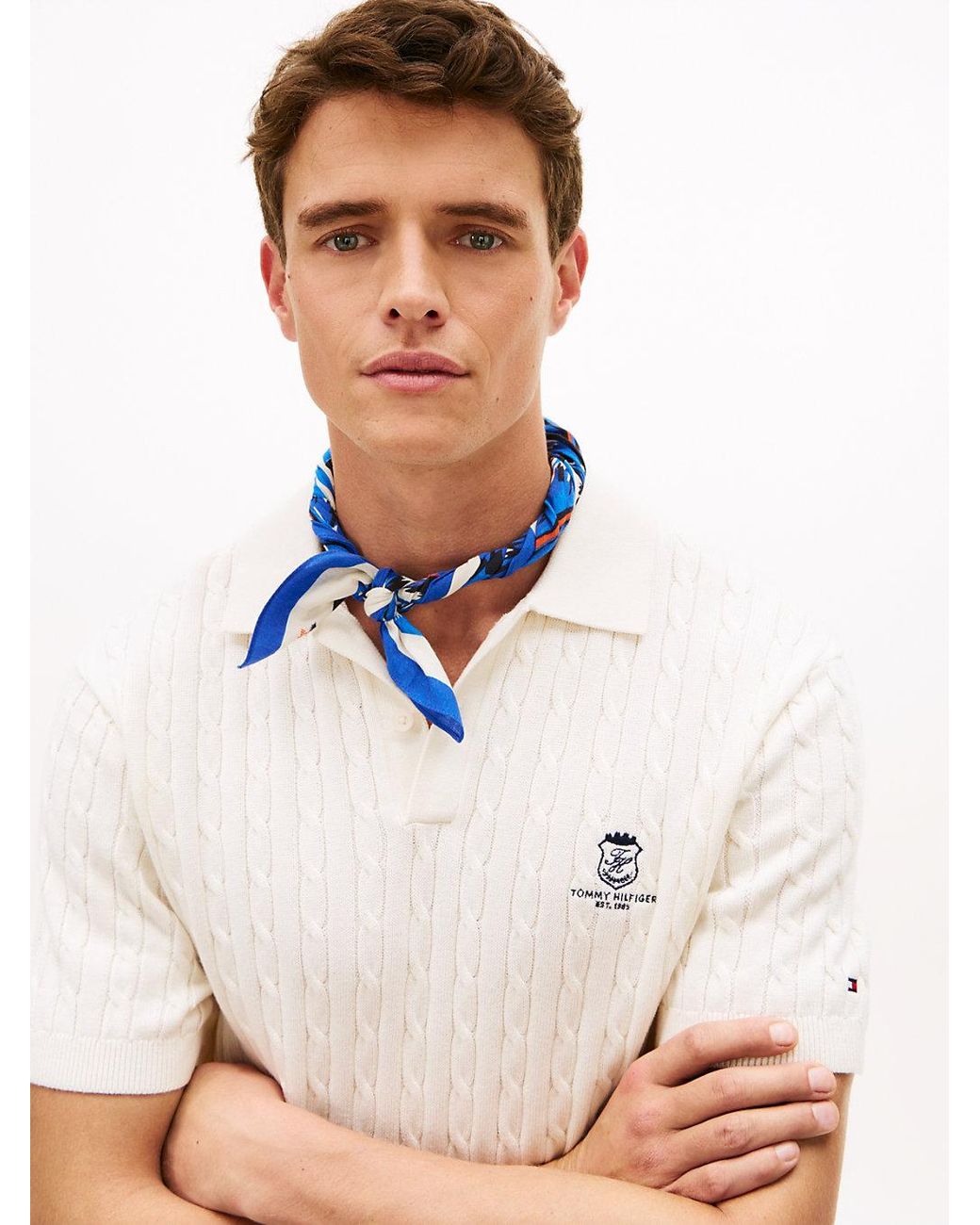 Tommy Hilfiger Blue Tropical Print Square Scarf for men