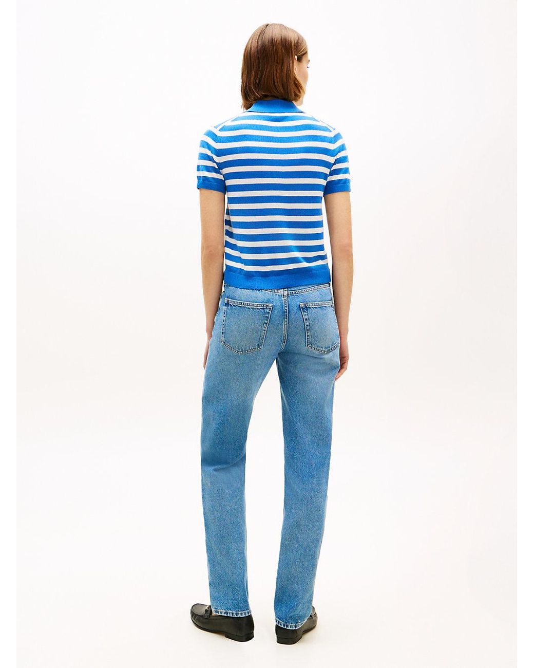 Polo À Manches Courtes Avec Soie Tommy Hilfiger en coloris Blue