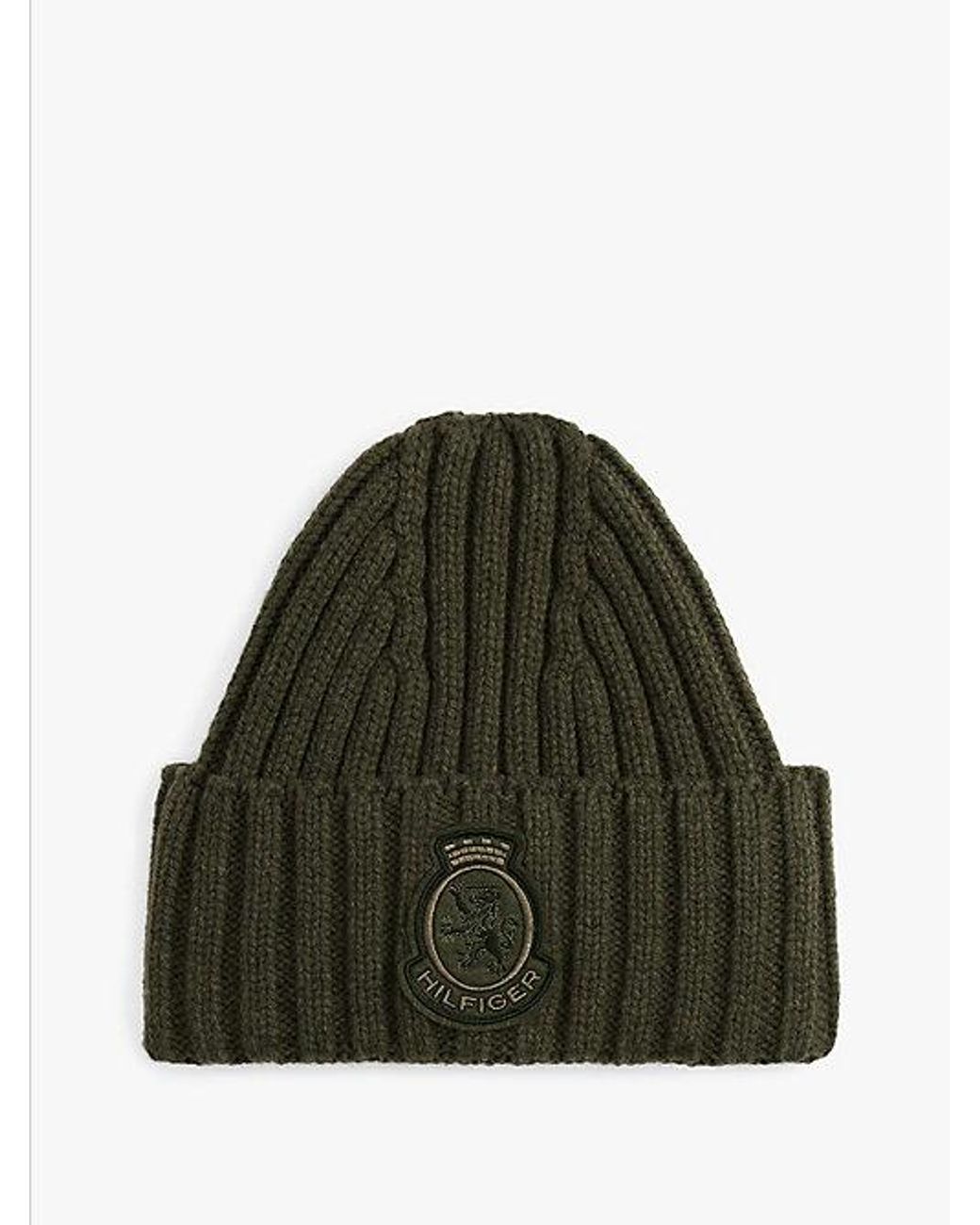 Tommy Hilfiger Green Th Crest Pure Wool Beanie