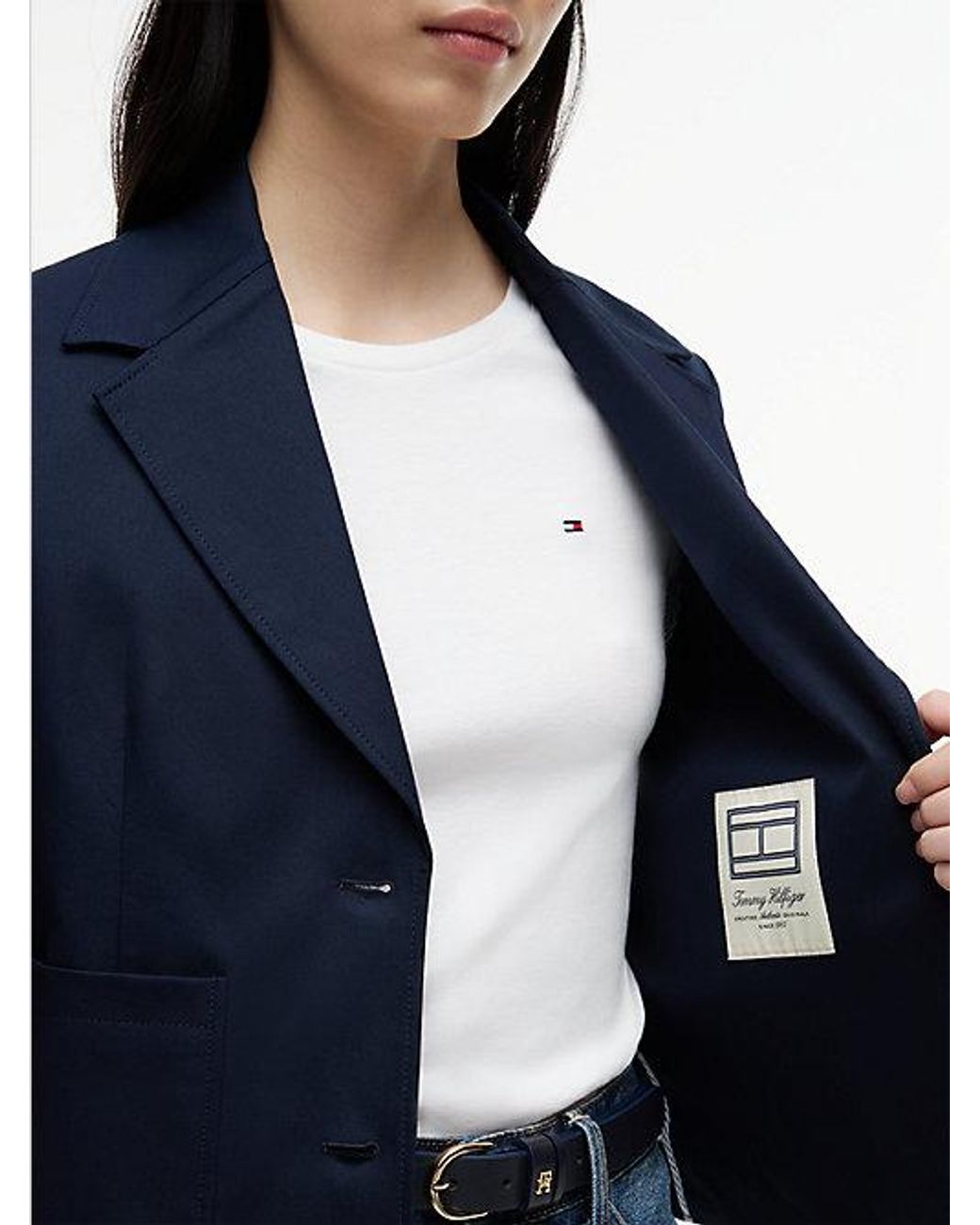 Tommy Hilfiger Blue Regular Fit Logo Appliqué Blazer