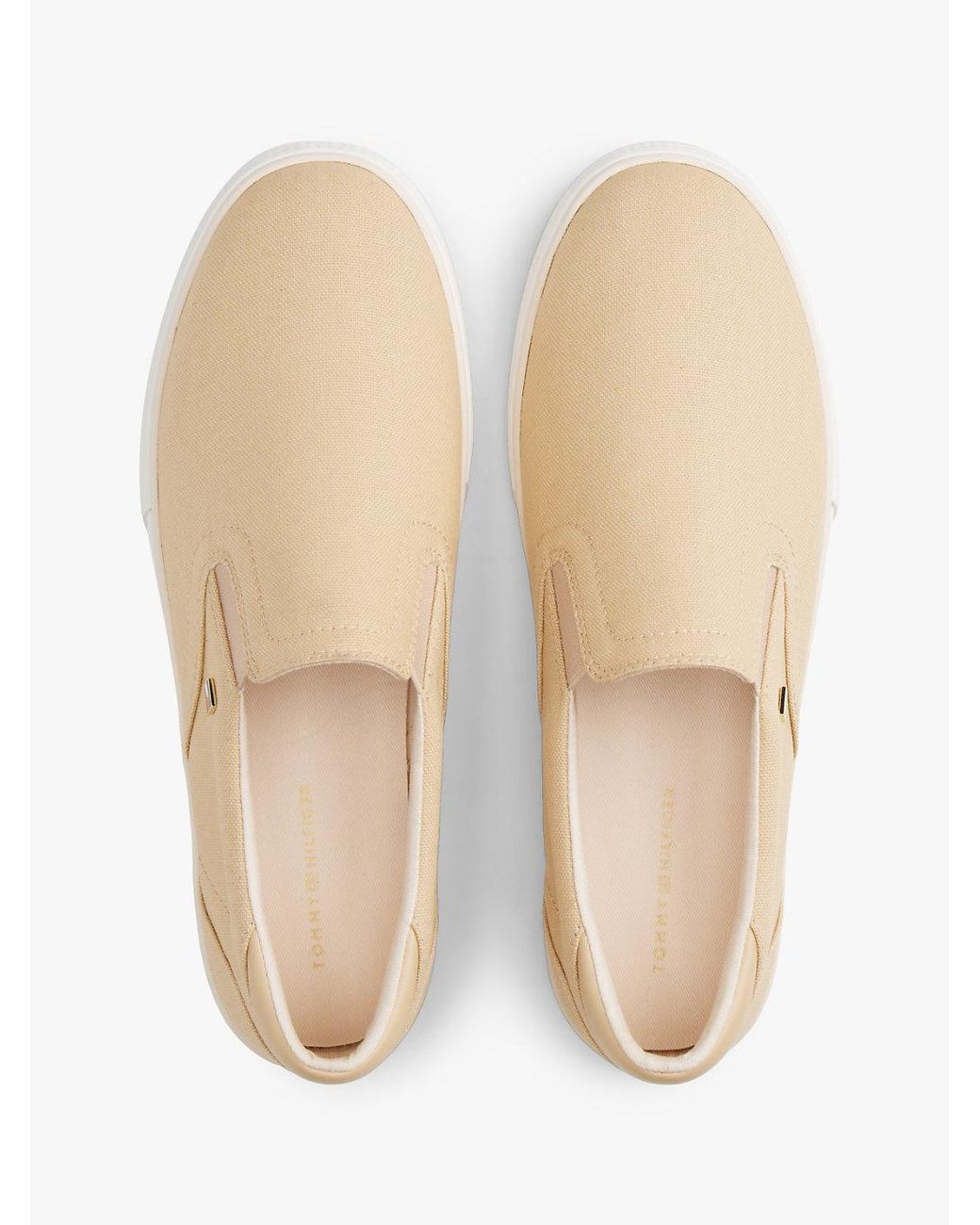 Tommy Hilfiger Natural Low Profile Canvas Slip-On Trainers