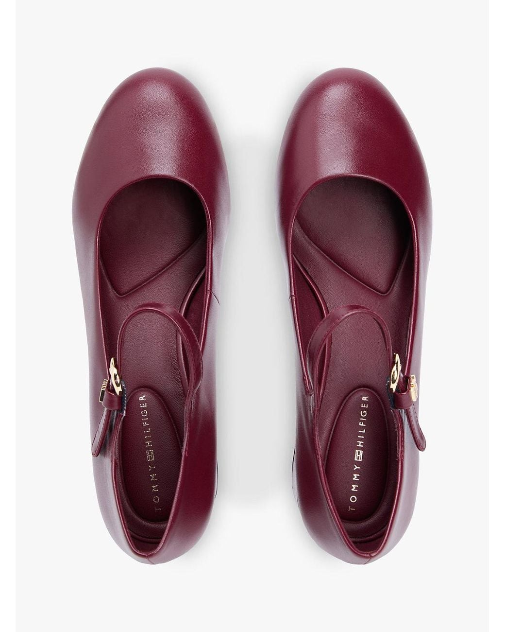 Tommy Hilfiger Purple Leather Mary Jane Block Heels