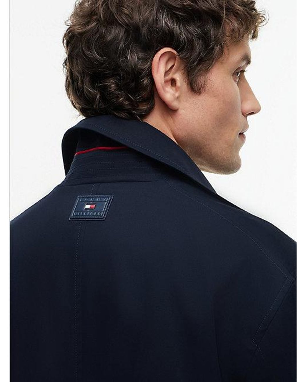 Tommy Hilfiger Blue Twill Relaxed Car Coat for men
