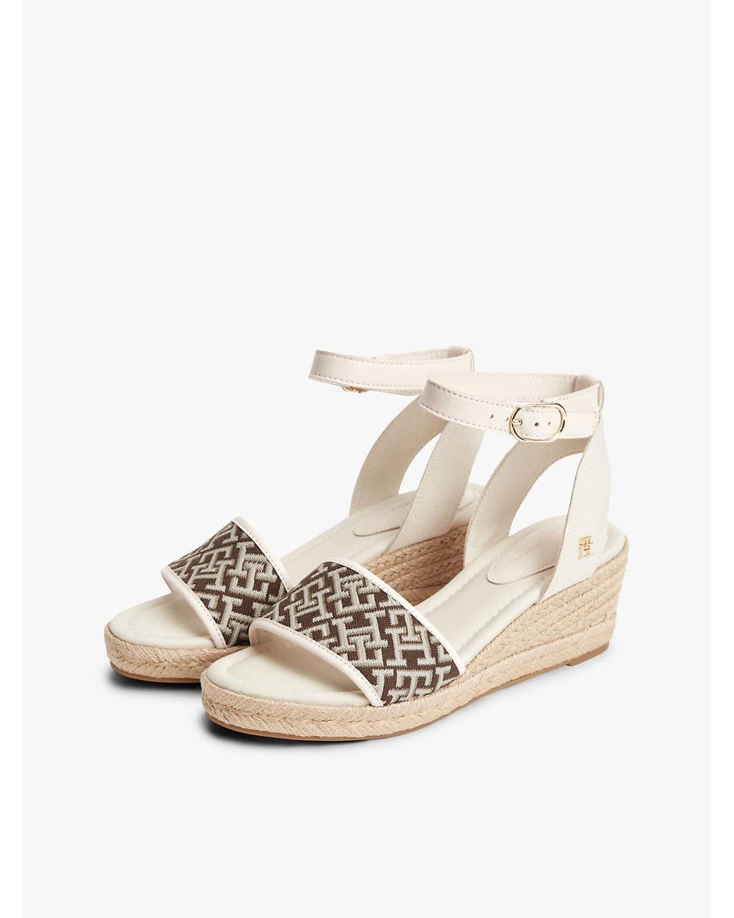 Tommy Hilfiger Natural Logo Plaque Jacquard Wedge Heel Espadrilles