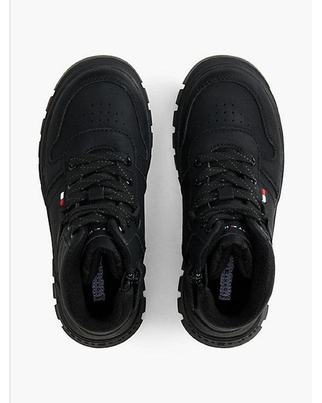 Tommy Hilfiger Black Warm Lined Cleat Lace Up Boots