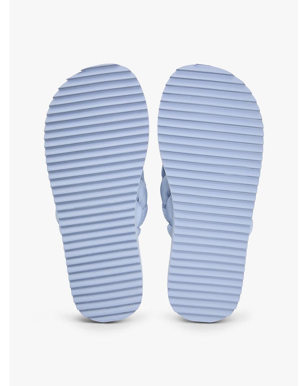 Tommy Hilfiger Blue Braided Padded Strap Serrated Flip-Flops