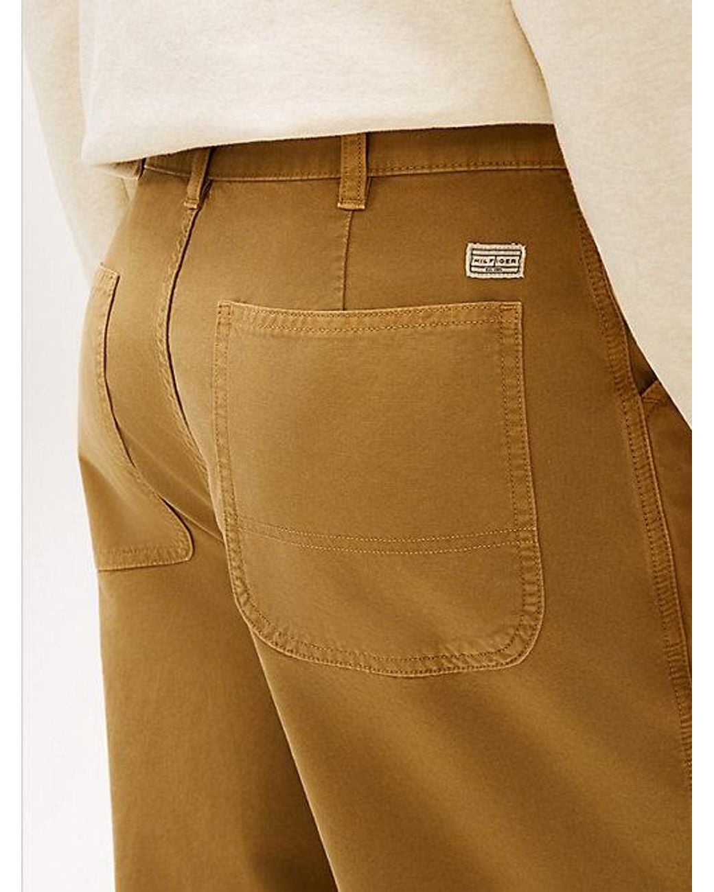 Tommy Hilfiger Natural Straight Washed Canvas Carpenter Trousers for men