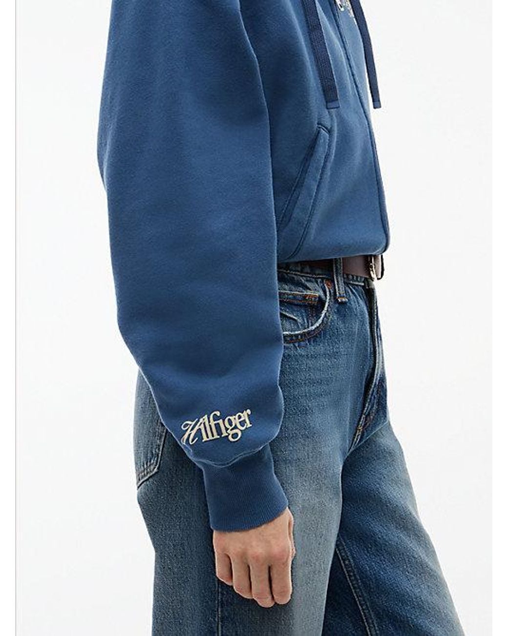 Tommy Hilfiger Blue Logo Zip Thru Oversized Hoody