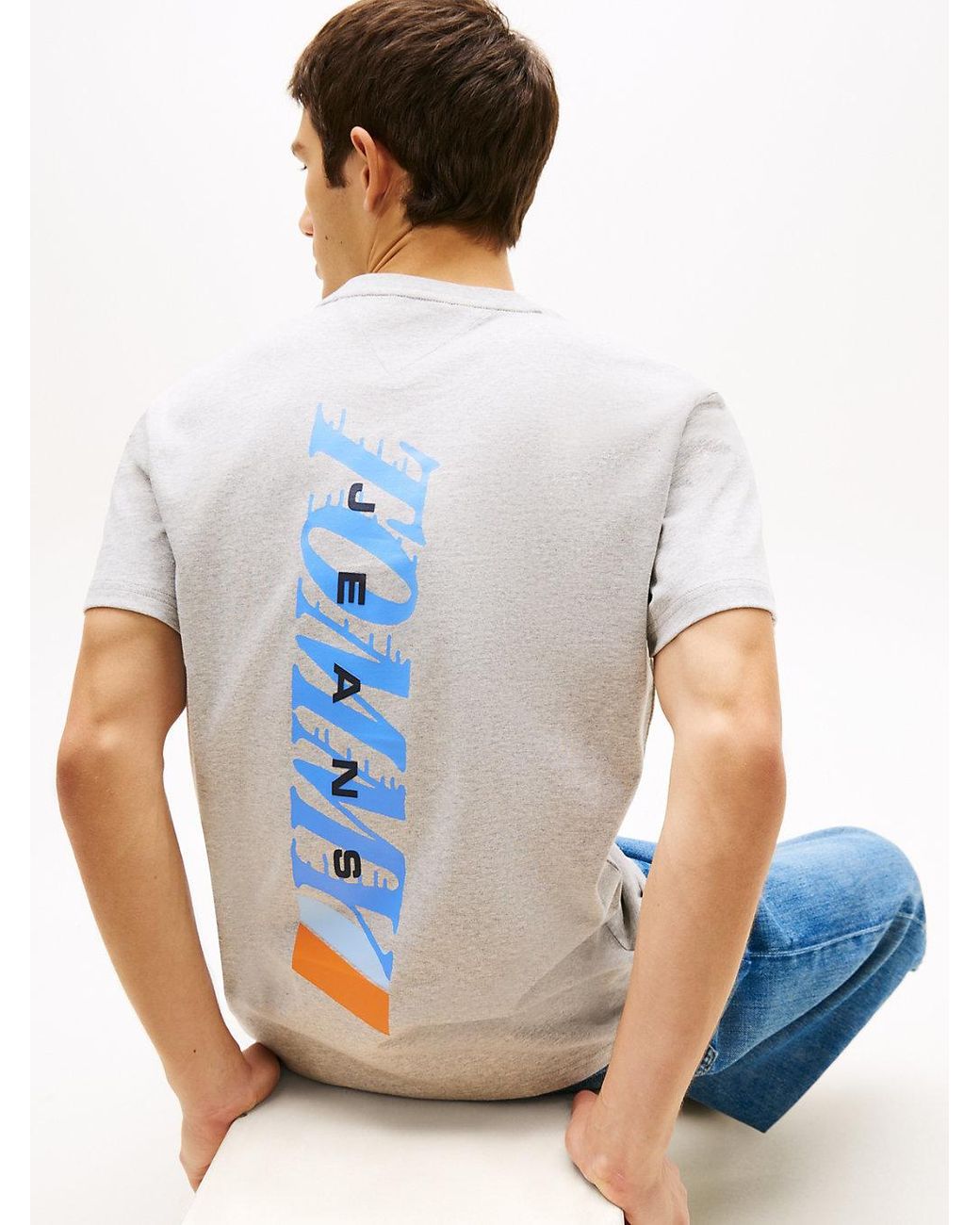Tommy Hilfiger White Vintage Back Logo Jersey T-Shirt for men