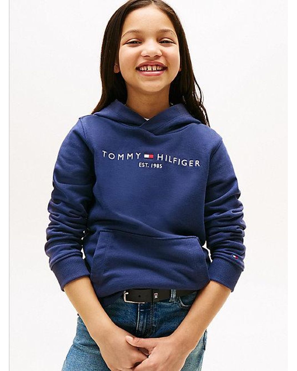 Tommy Hilfiger Blue Essential Logo Pure Cotton Hoody