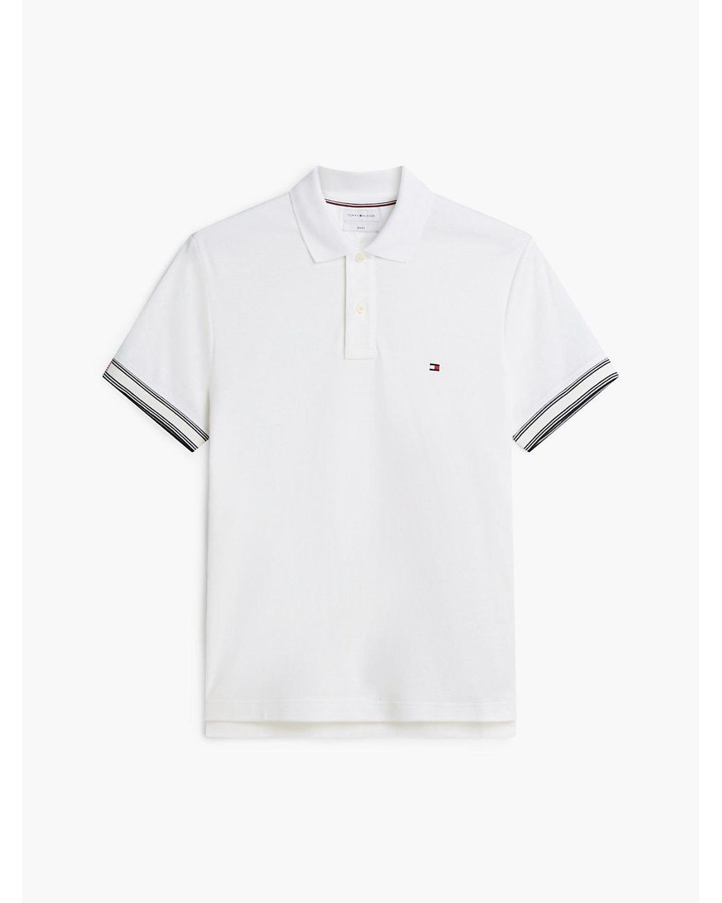 Tommy Hilfiger White Slim Fit Fluid Cotton Polo Shirt for men