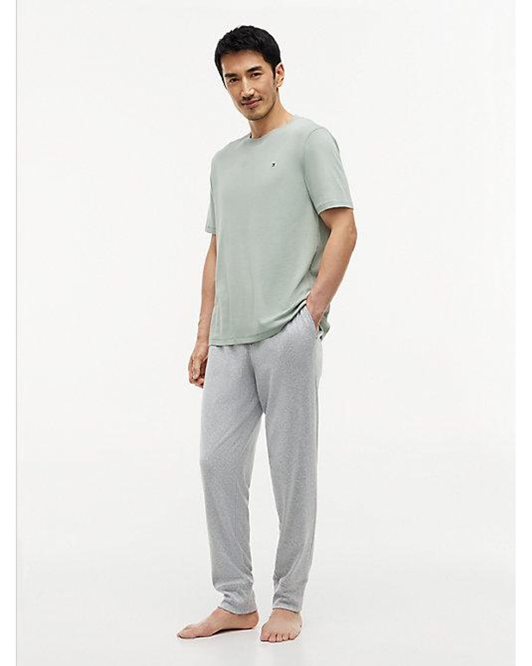 Tommy Hilfiger Gray Signature Repeat Logo Cuffed Pyjama Bottoms for men
