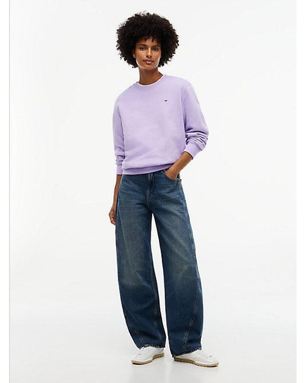 Tommy Hilfiger Purple Tommy Jeans Flag Embroidery Brushed Fleece Sweatshirt