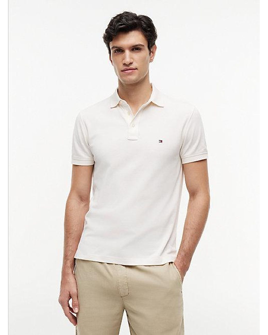 Tommy Hilfiger White 1985 Slim Fit Pique Polo Shirt for men