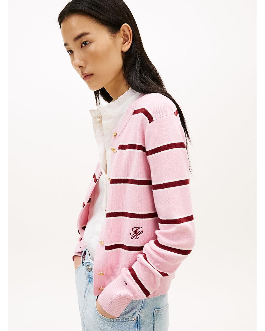 Tommy Hilfiger White Premium Knit-Tone Button Cardigan