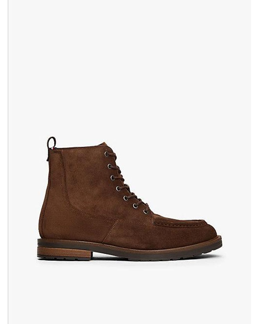 Tommy Hilfiger Brown Suede Warm Lined Cleat Moc Toe Boots for men