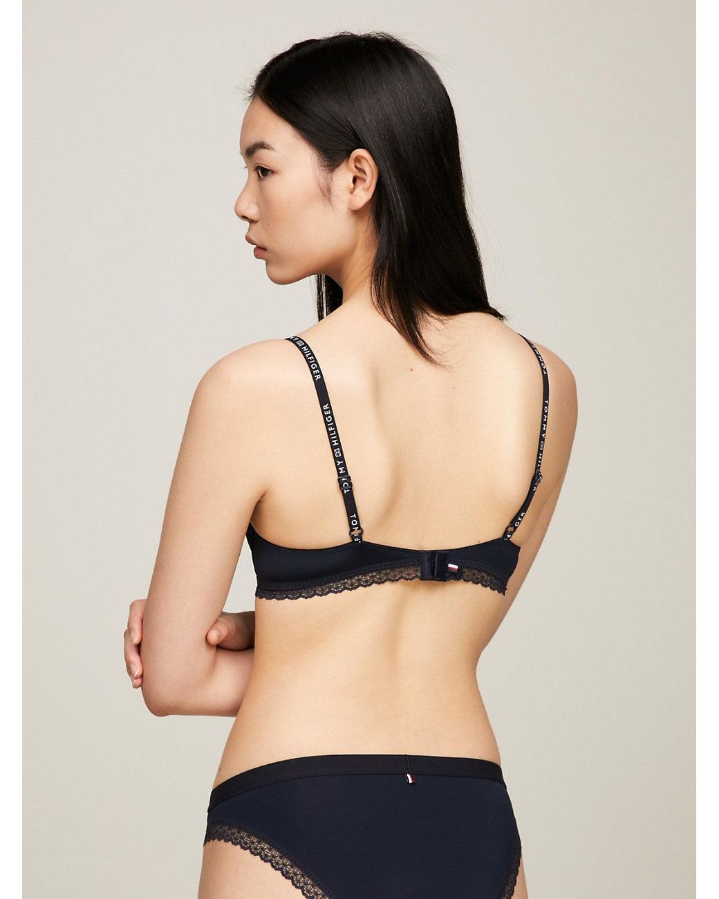 Tommy Hilfiger Blue Tonal Lace Demi-cup Bra