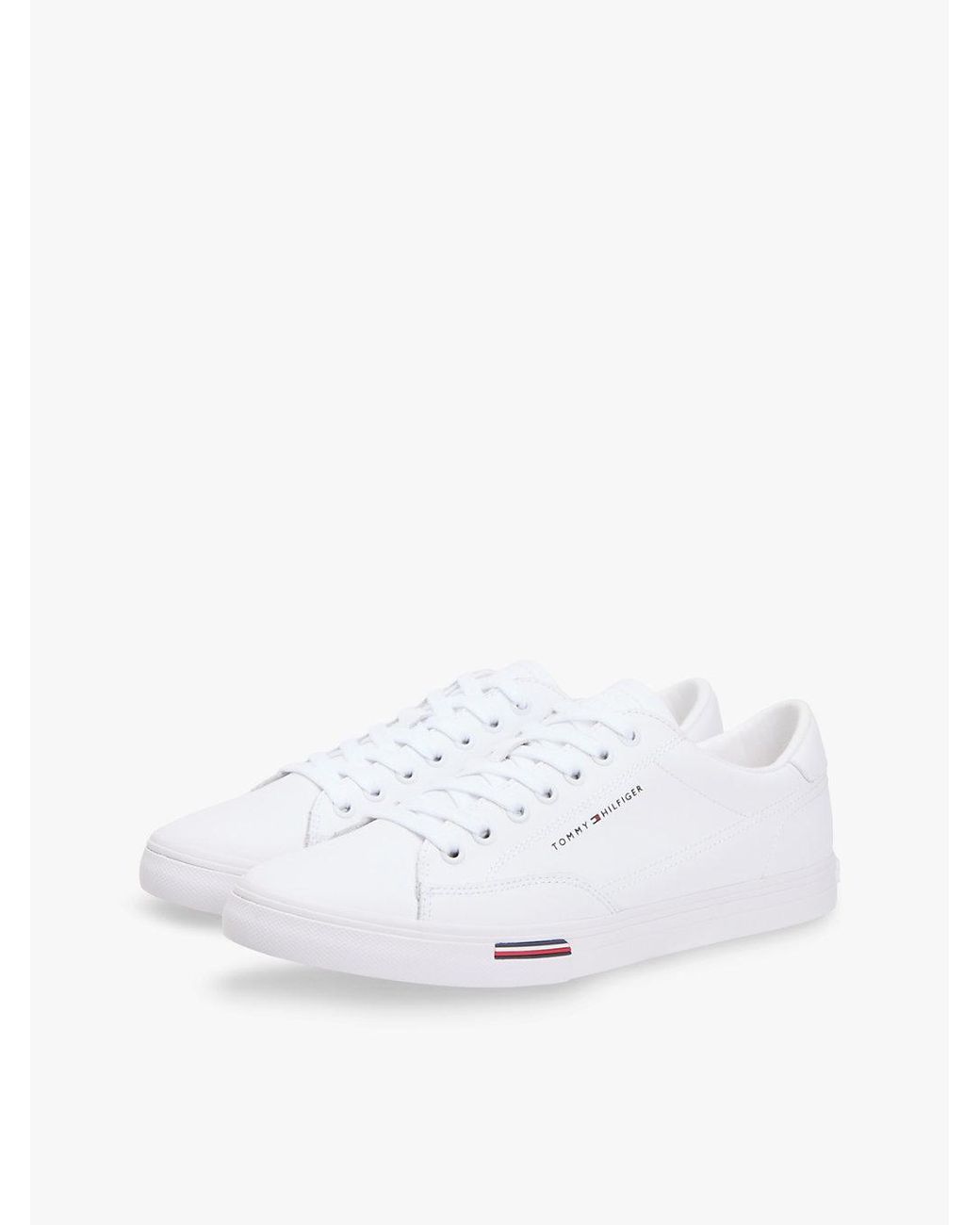 Tommy Hilfiger White Signature Midsole Lace-Up Trainers With Leather for men