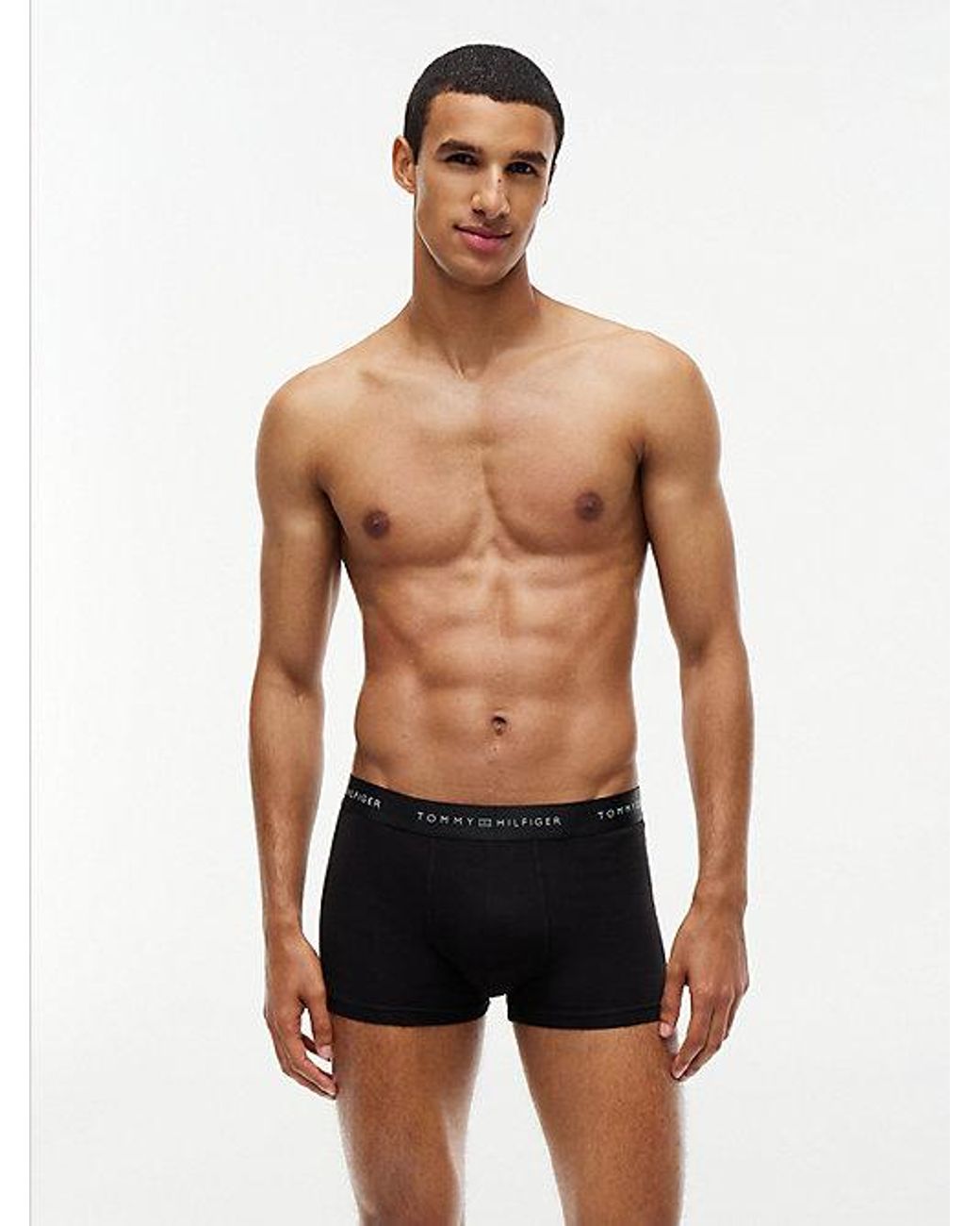 Tommy Hilfiger Black 3 Pack Signature Metallic Logo Waistband Trunks for men
