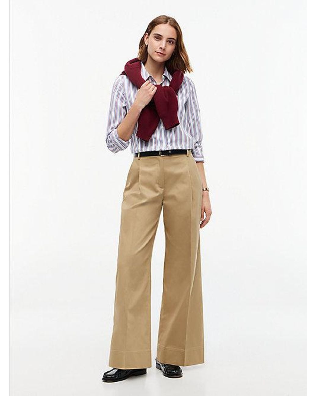 Tommy Hilfiger Natural Logo Embroidery Wide Leg Chinos