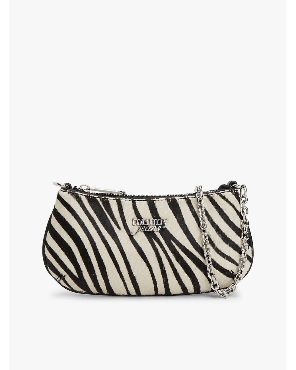 Tommy Hilfiger White Zebra Print Chain Strap Logo Wallet
