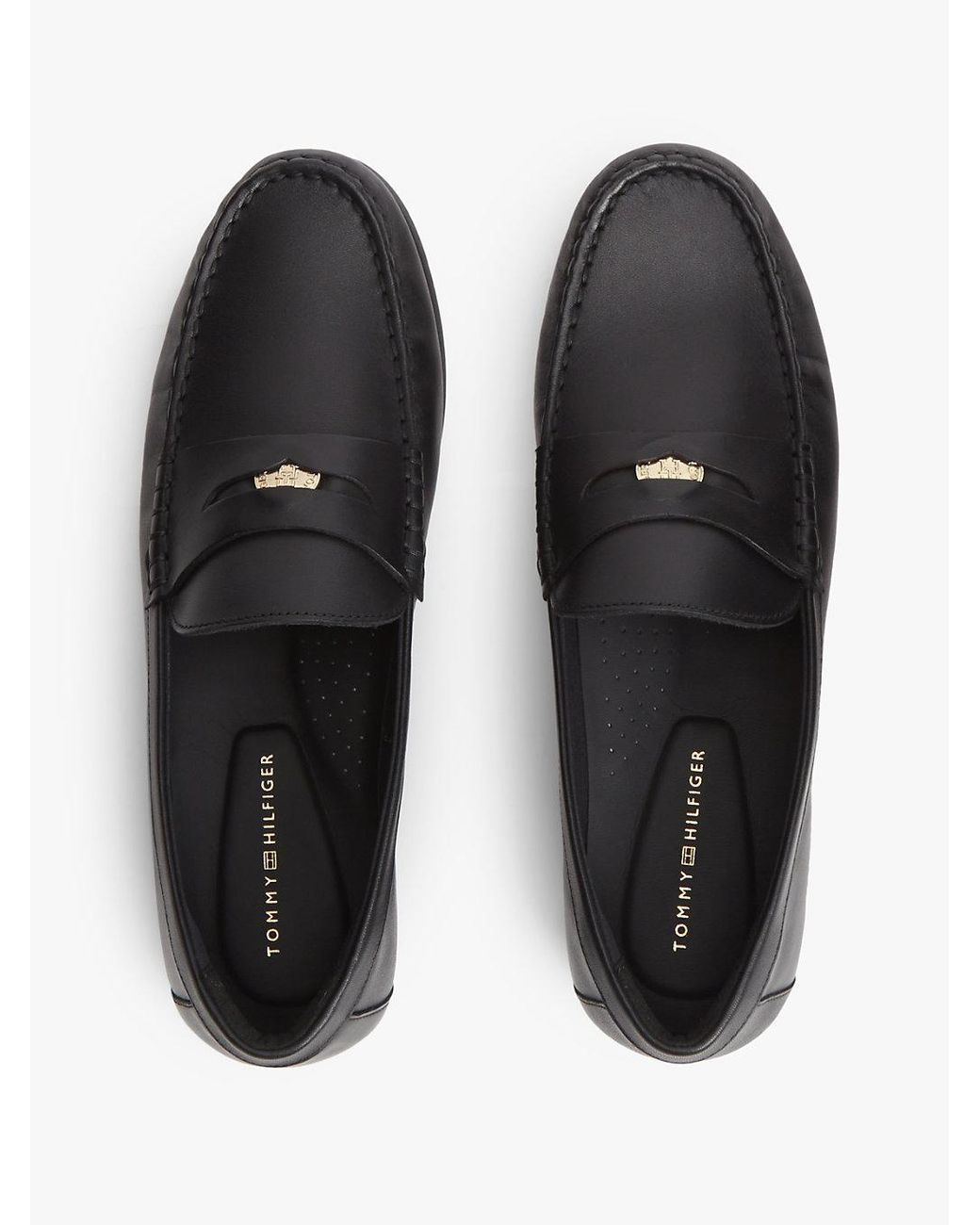 Tommy Hilfiger White Th Monogram Leather Penny Loafers