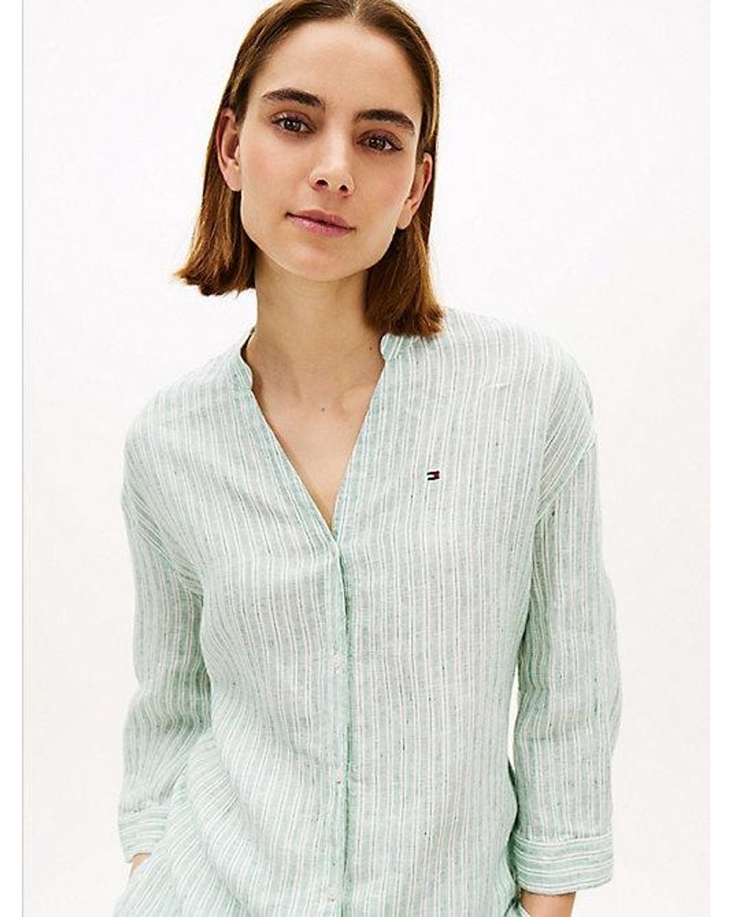 Tommy Hilfiger White Relaxed Fit Pure Linen Half Sleeve Shirt