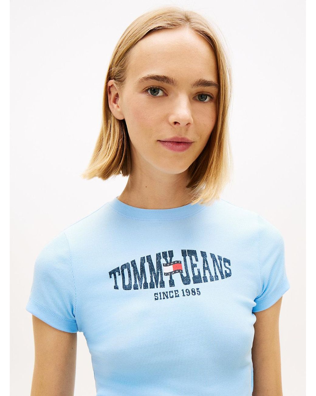 Tommy Hilfiger Blue Wavy Flag Ribbed Slim T-Shirt
